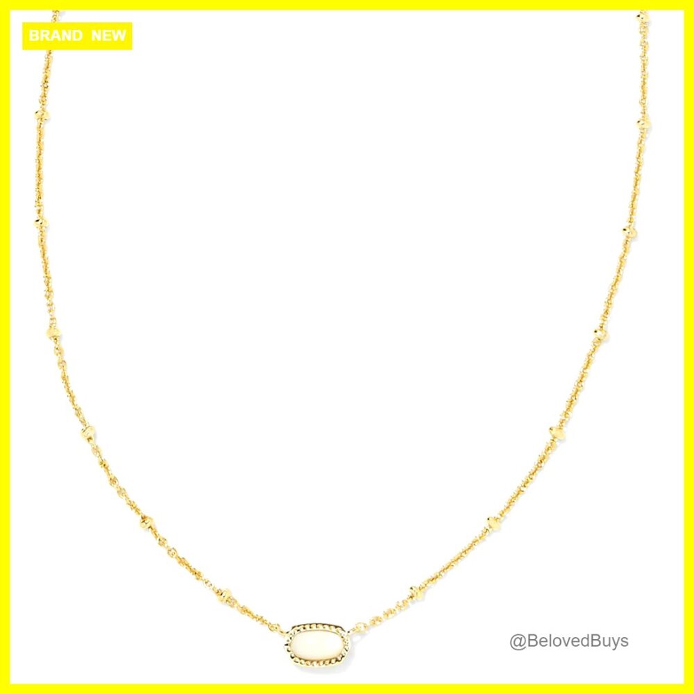 Gold-Plated Mini Pendant Necklace With Mother Of Pearl, 15" Chain